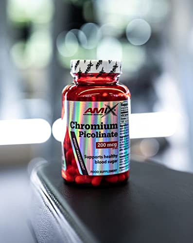 AMIX - Complemento Alimenticio - Chromium Picolinate - 100 Cápsulas - Suplemento de Mineral de Cromo - Ideal para Deportistas - Ayuda a Regular el Nivel de Azúcar - Mantiene la Masa Muscular