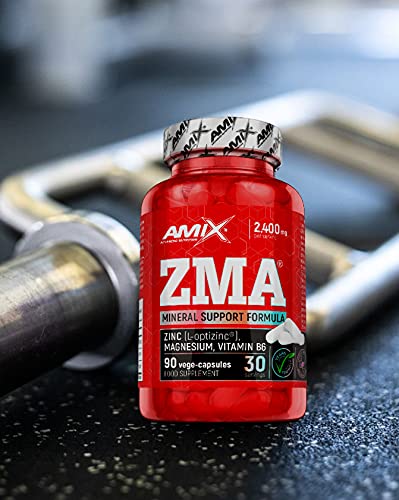 AMIX - Complemento Alimenticio - ZMA - 90 Cápsulas - Combinación de Zinc y Magnesio - Contiene Vitamina B6 - Alto Poder Anabólico - Suplemento Deportivo para Aumentar Masa Muscular