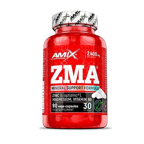 AMIX - Complemento Alimenticio - ZMA - 90 Cápsulas - Combinación de Zinc y Magnesio - Contiene Vitamina B6 - Alto Poder Anabólico - Suplemento Deportivo para Aumentar Masa Muscular