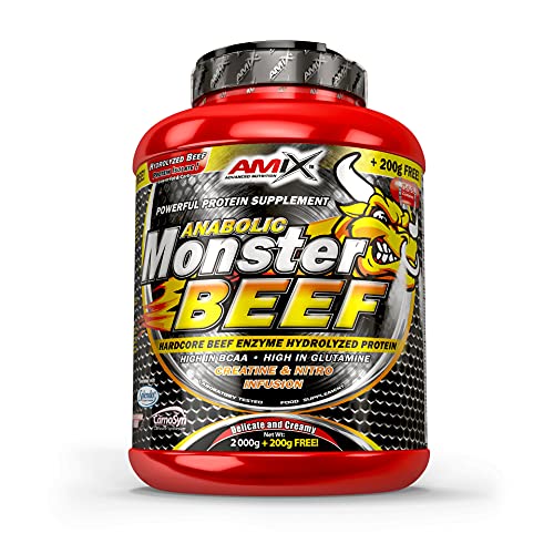 Amix - Monster Beef Protein - Suplemento Alimenticio - Mejora del Rendimiento - Proteína de Suero - Glutamina en Polvo - Nutrición - Proteína de Ternera - Sabor Chocolate - Bote de 2 Kg