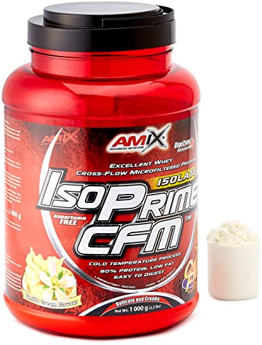 AMIX- Proteína Isolada, Isoprime CFM, Aislado de Proteína de Suero, Sabor Vainilla, Ayuda a la Recuperación Muscular, Proteína de Suero de Alta Pureza, 1 Kg