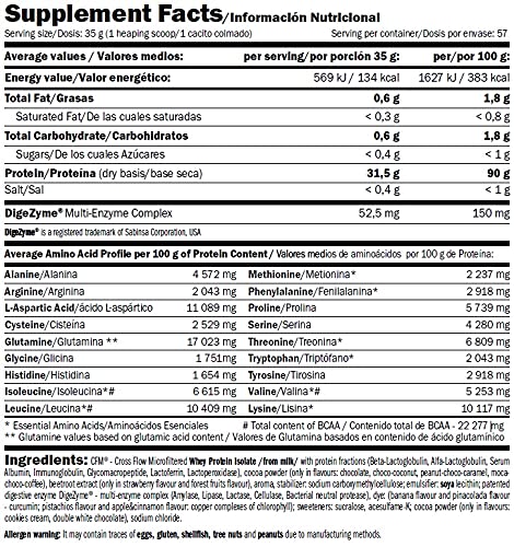 AMIX- Proteína Isolada, Isoprime CFM, Aislado de Proteína de Suero, Sabor Vainilla, Ayuda a la Recuperación Muscular, Proteína de Suero de Alta Pureza, 2 Kg