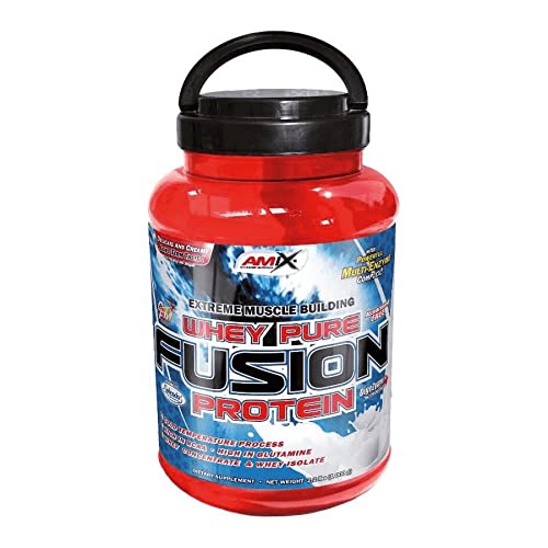 Amix - Proteína Whey Pure Fusion - Suplemento Alimenticio - Mejora del Rendimiento - Contiene Aminoácidos Bcaa - Glutamina en Polvo - Nutrición Deportiva- Sabor Moca/ Chocolate / Café - Bote de 1 Kg