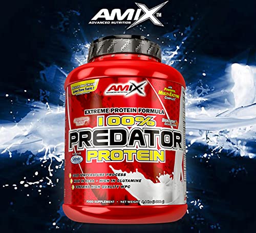 AMIX, Proteínas para Aumentar Masa Muscular con Sabor Chocolate, Predator en Formato Bote de 2 Kg, Ayuda al Crecimiento Muscular, Libre de Aspartamo, Ideal para Batidos de Proteínas