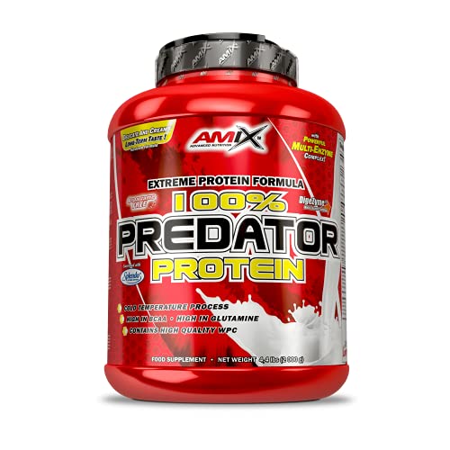 AMIX, Proteínas para Aumentar Masa Muscular con Sabor Chocolate, Predator en Formato Bote de 2 Kg, Ayuda al Crecimiento Muscular, Libre de Aspartamo, Ideal para Batidos de Proteínas