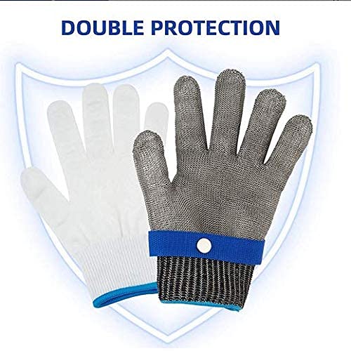 Amotorfly Guantes Carnicero Metalicos Acero Inoxidable De Malla Prueba De Corte Resistente ，Guantes De Trabajo Protectores De Seguridad Antiperforantes Adecuados Para Abrir Ostras