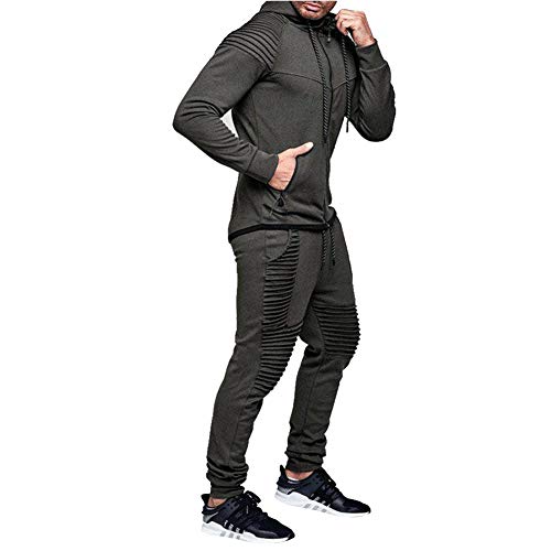 amropi Conjunto de Chándal para Hombre Chandal de Jogging Sudadera con Capucha y Pantalones L,Gris