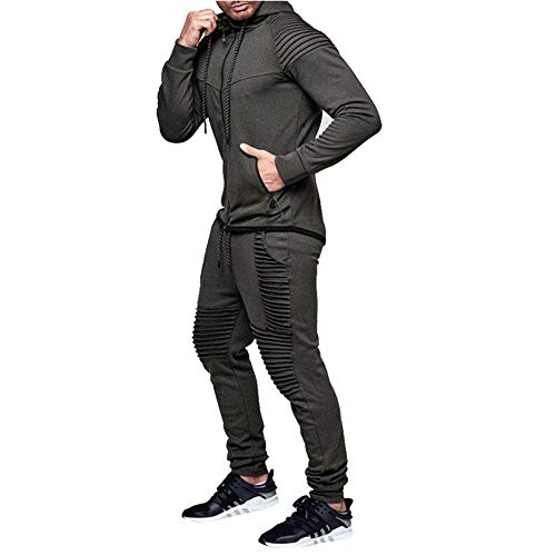 amropi Conjunto de Chándal para Hombre Chandal de Jogging Sudadera con Capucha y Pantalones L,Gris