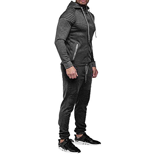 amropi Conjunto de Chándal para Hombre Chandal de Jogging Sudadera con Capucha y Pantalones L,Gris