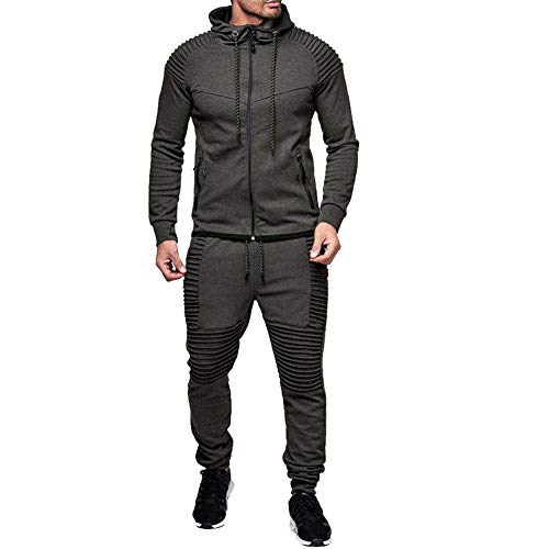 amropi Conjunto de Chándal para Hombre Chandal de Jogging Sudadera con Capucha y Pantalones L,Gris