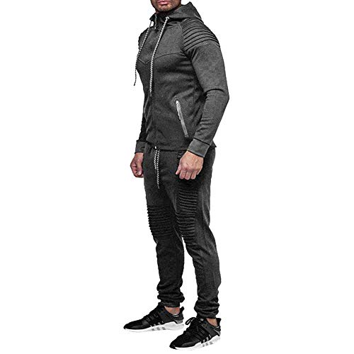 amropi Conjunto de Chándal para Hombre Chandal de Jogging Sudadera con Capucha y Pantalones L,Gris