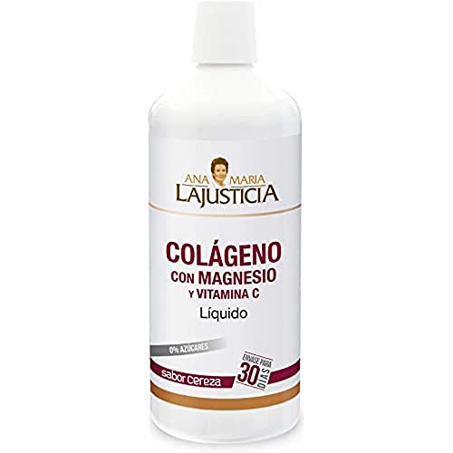 Ana Maria Lajusticia - Colágeno con magnesio y vitamina c – 1 litro (sabor cereza) articulaciones fuertes y piel tersa. Regenerador de tejidos con colágeno hidrolizado. Envase para 30 días.