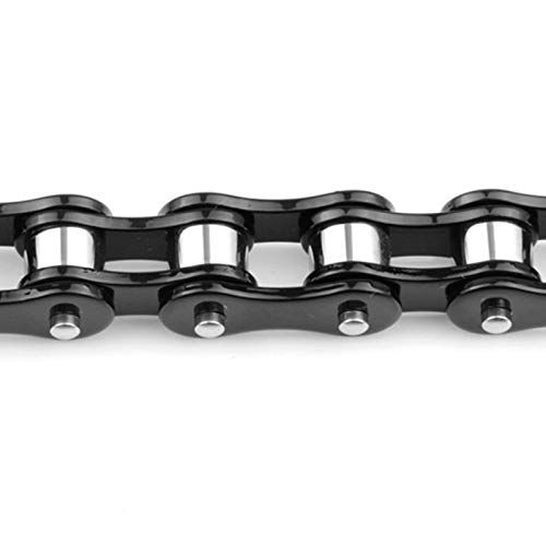 ANAZOZ Pulsera de Cadena Hombre,Pulsera Acero Inoxidable Hombre Grande Cadena de Bicicleta Brazalete Plata Negro
