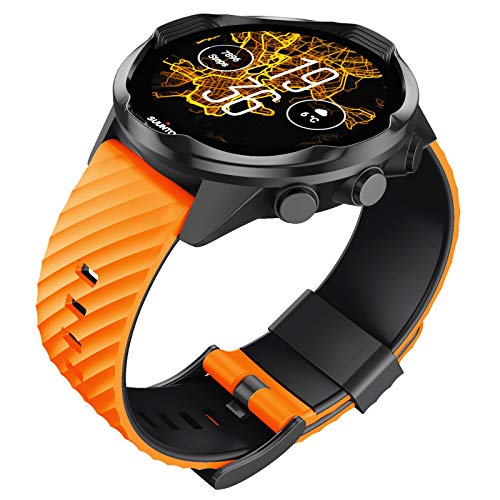 ANBEST 24mm Pulsera de Silicona Compatible con Suunto 9/Suunto 7/Suunto 9 Baro Correa, Brazalete Deportiva de Repuesto para Spartan Sport/Suunto D5, Naranja/Negro