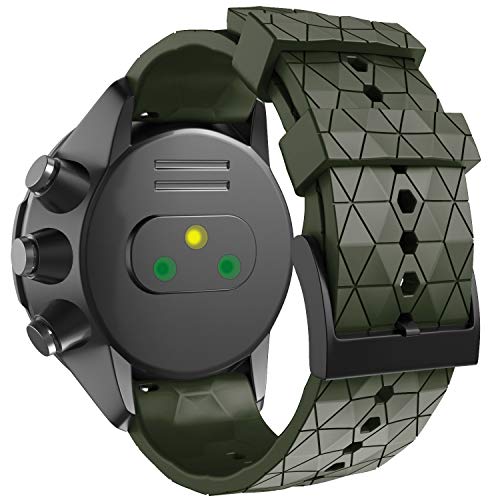 ANBEST Compatible con Suunto 9/Suunto 9 Baro/Suunto 7 Correas, Pulseras de Repuesto de 24mm de Silicona para Suunto D5/Suunto Spartan Sport Wrist HR Smart Watch, Verde Ejercito