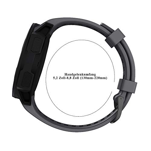 ANBEST Pulseras de Silicona Compatibles con Garmin Instinct Esports Correa, Pulsera de Suave Repuesto Deportiva para Garmin Instinct Tactical/Tide/Solar Smart Watch, Grafito