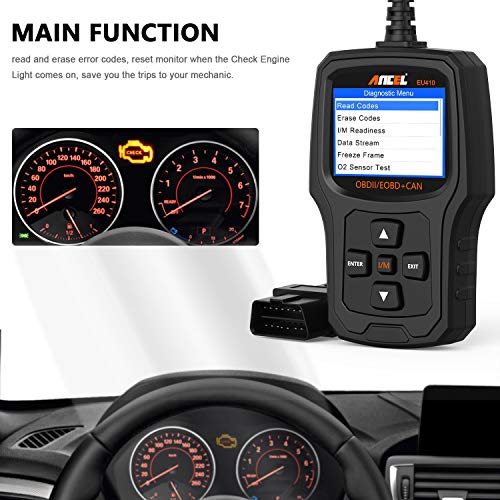 ANCEL EU410 Lector de código de fallas para vehículos El escáner de protocolo OBD2 analiza la luz de diagnóstico del motor para el sistema de motor de automóvil OBD II con preparación I / M