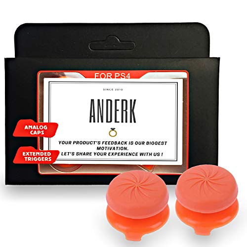 ANDERK Joystick Thumbstick Caps - Accesorios de Controlador de juego, Accesorios Esenciales para el Juego mando PS4 [playstation_4], Orange