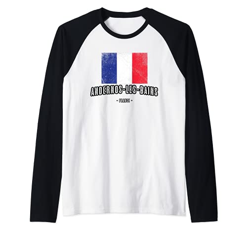 Andernos-les-Bains Francia | Ciudad - Bandera Drapeau - Camiseta Manga Raglan