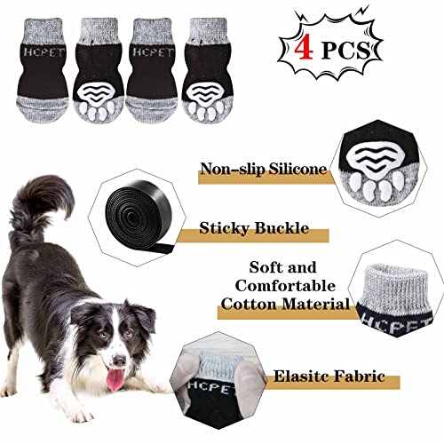 Andiker 2 Pares de Calcetines Antideslizantes para Perros con Hebilla Adhesiva, 8 tamaños de S a 5XL, Protección de Patas para Perros Pequeños, Medianos y Grandes para Uso en Interiores (3XL)