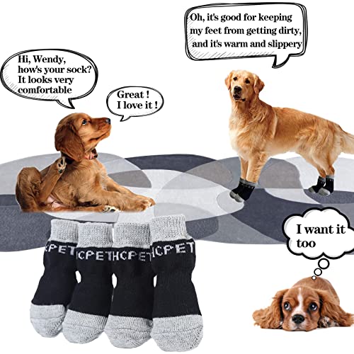 Andiker 2 Pares de Calcetines Antideslizantes para Perros con Hebilla Adhesiva, 8 tamaños de S a 5XL, Protección de Patas para Perros Pequeños, Medianos y Grandes para Uso en Interiores (3XL)