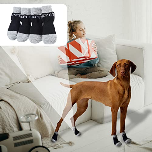 Andiker 2 Pares de Calcetines Antideslizantes para Perros con Hebilla Adhesiva, 8 tamaños de S a 5XL, Protección de Patas para Perros Pequeños, Medianos y Grandes para Uso en Interiores (3XL)