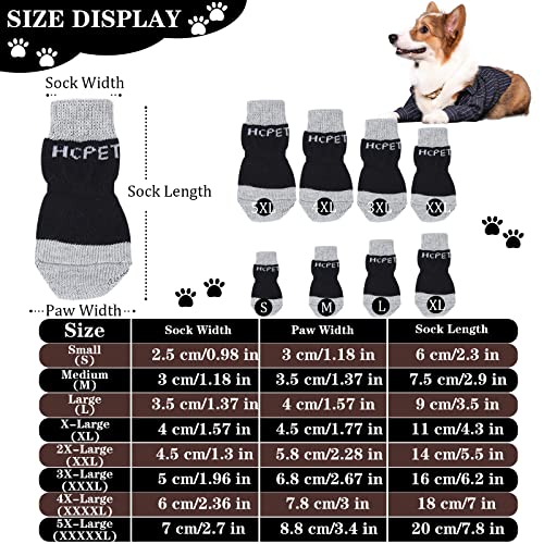 Andiker 2 Pares de Calcetines Antideslizantes para Perros con Hebilla Adhesiva, 8 tamaños de S a 5XL, Protección de Patas para Perros Pequeños, Medianos y Grandes para Uso en Interiores (3XL)