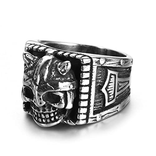 Anillo De Calavera Gótica De Acero Inoxidable para Hombre, Anillo De Martillo De Thor Vikingo Nórdico, Anillo De Fiesta De Cóctel De Ciclista Retro Punk,8