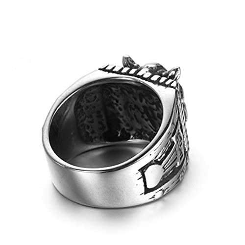 Anillo De Calavera Gótica De Acero Inoxidable para Hombre, Anillo De Martillo De Thor Vikingo Nórdico, Anillo De Fiesta De Cóctel De Ciclista Retro Punk,8