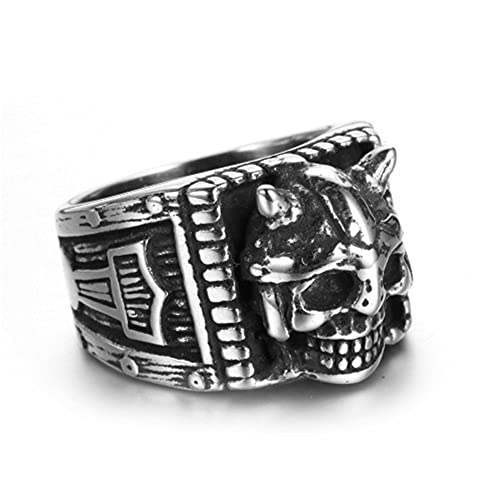 Anillo De Calavera Gótica De Acero Inoxidable para Hombre, Anillo De Martillo De Thor Vikingo Nórdico, Anillo De Fiesta De Cóctel De Ciclista Retro Punk,8