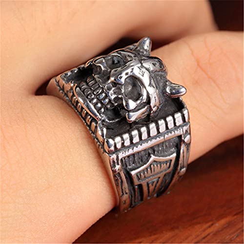 Anillo De Calavera Gótica De Acero Inoxidable para Hombre, Anillo De Martillo De Thor Vikingo Nórdico, Anillo De Fiesta De Cóctel De Ciclista Retro Punk,8