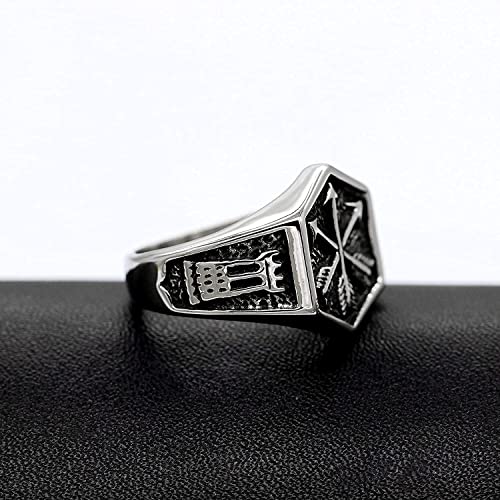 Anillo Hombres Ancha de Boda joyería Flecha Anillo Acero Inoxidable Punk Biker Hexagon Anillos niños Hombres cumpleaños Aniversario Fiesta Anillo (Size : 15)