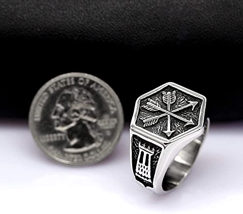 Anillo Hombres Ancha de Boda joyería Flecha Anillo Acero Inoxidable Punk Biker Hexagon Anillos niños Hombres cumpleaños Aniversario Fiesta Anillo (Size : 15)