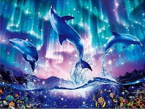 Animal marino hecho a mano delfín diamante bordado rhinestone mosaico animal imagen bordado kit hogar diamante pintura A11 45x60 cm