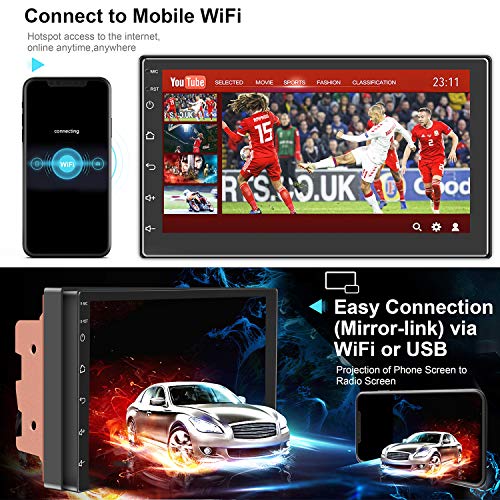 ANKEWAY 7 Pulgadas [2G+16G] Android Radio de Coche 2 DIN con RDS+FM+Navegación GPS/HiFi+WiFi+Bluetooth, 1080P HD Pantalla Táctil Sistema Multimedia Digital de Internet para Coche (2 DIN/DC-12V)