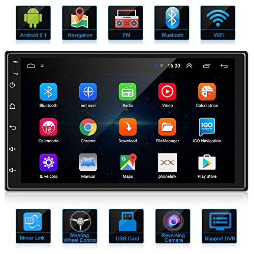 ANKEWAY Android 9,1 Radio de Coche 2 DIN Car Stereo 7 Pulgadas 1080P HD Pantalla Táctil+Llamadas Manos Libres Bluetooth+WiFi+Navegación GPS+Cámara de Visión Trasera+USB Doble+Reproductor de Internet