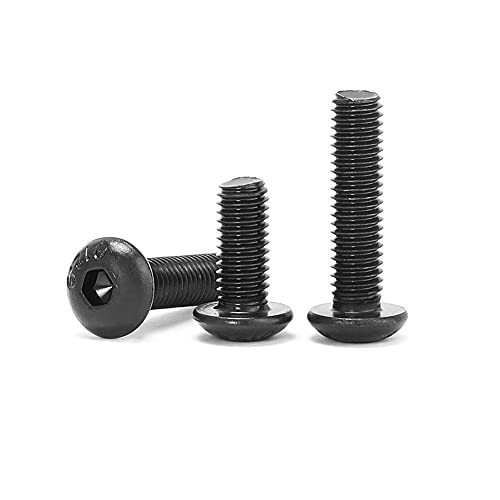 ANSIEDIO Tornillos Hexágono Interior de Cabeza Redonda - Tornillos Allen de Cabeza Botón - Tornillos Hexagonales de Acero de Aleación Negro - M6×20mm,20 pcs