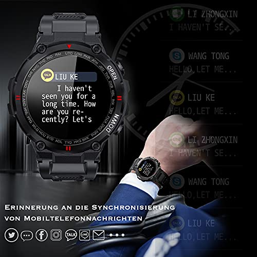 ANSUNG Relojes Inteligente Hombre,Smartwatch con Llamadas Pulsómetro,Presión Arterial, Monito de Sueño,Podómetro Pulsera Reloj para Android iOS y Xiaomi Huawei（ Ejército Verde）