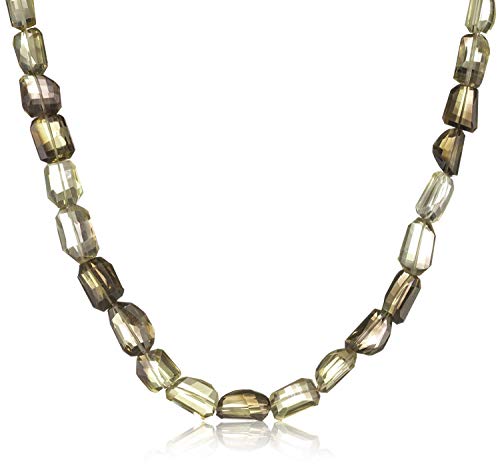 Antonio Bocceri Collar de mujer de oro auténtico 375 con cuarzo ahumado verde tonos tierra.