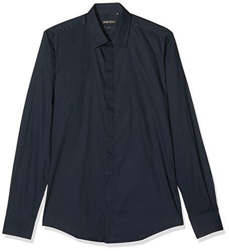 Antony Morato Basica con Abbottonatura Nascosta Elastica Camisa Casual, Azul (BLU Intenso 7043), X-Small (Talla del Fabricante: 44) para Hombre