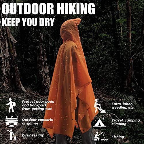 Anyoo Poncho de Lluvia Reusable de Ripstop transpirante Ligero a Prueba de Agua Multiuso Impermeable con Capucha de Lona de Tienda de Campaña Ideal para el Aire Libre Campamento Excursionismo y Pesca