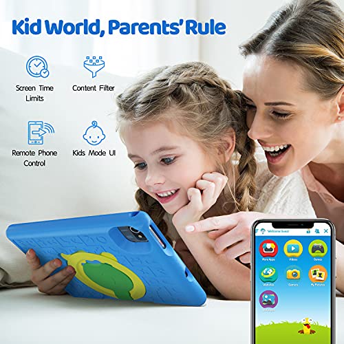 ANYWAY.GO 10.1 Pulgadas Tablet Niños, Android 10.0 Tablet Infantil, Pantalla IPS HD, 2GB + 32GB, QuadCore, Kidoz Preinstalado, WiFi, Bluetooth, Doble Cámara Tablet PC Juegos Educativos (Blue)