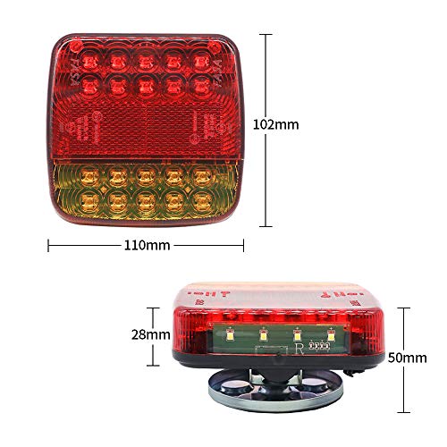 AOHEWEI Juego Luces LED de Iluminación Inalámbrica Luces Traseras Magnéticas para Remolque sin Cables 12 V Parte Trasera de camión Aprobado por ECE EMC