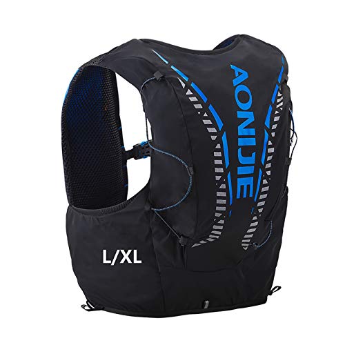 AONIJIE 12L Profesional Ligero Mochila de hidratación Superior Chaleco para Trail Running Ciclismo Marathoner para Hombre Mujer (Negro-L/XL)