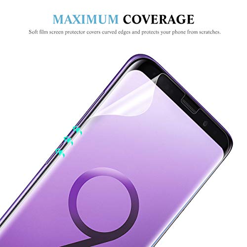 apiker 4 Unidades Protector Pantalla Soft TPU Compatible con Samsung Galaxy S9, 5.8 Pulgadas, Cobertura Máxima, Sin Burbujas, Sin Aplicación Húmeda, 24 Horas de Autocuración