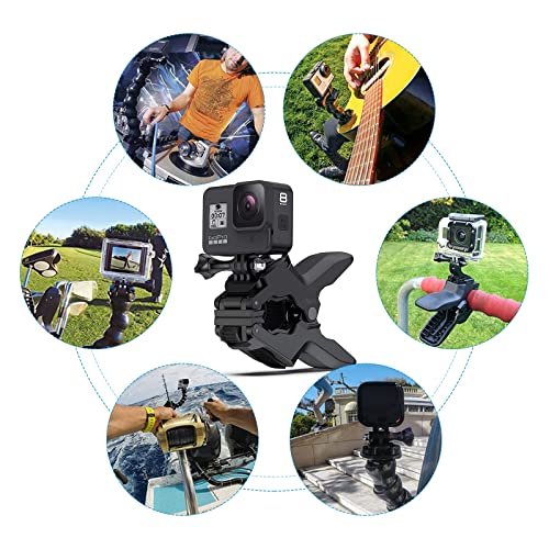 APKLVSR Jaws Flex Clamp Mount 360 ° Gooseneck Compatible con GoPro Hero 9/8/7 MAX Fusion Hero (2018)/6/5/4 Sesión 3+/3/2/1 dji Osmo, por Xiaomi Yi Camera Accessori