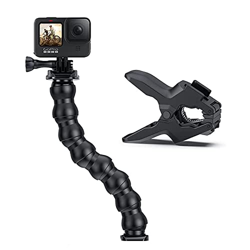 APKLVSR Jaws Flex Clamp Mount 360 ° Gooseneck Compatible con GoPro Hero 9/8/7 MAX Fusion Hero (2018)/6/5/4 Sesión 3+/3/2/1 dji Osmo, por Xiaomi Yi Camera Accessori