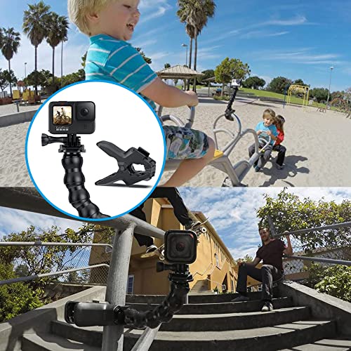 APKLVSR Jaws Flex Clamp Mount 360 ° Gooseneck Compatible con GoPro Hero 9/8/7 MAX Fusion Hero (2018)/6/5/4 Sesión 3+/3/2/1 dji Osmo, por Xiaomi Yi Camera Accessori