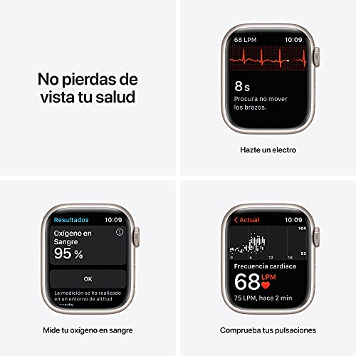 Apple Watch Series 7 (GPS + Cellular) - Caja de Aluminio en Blanco Estrella de 41 mm - Correa Deportiva Blanco Estrella - Talla única