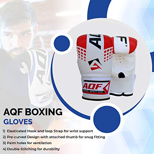 AQF Saco De Boxeo Guantes Boxeo, Cuero Guantes De Boxeo, Manoplas Boxeo Guantes MMA Kick Boxing, Muay Thai, Karate Boxeo Entrenamiento Guantes UFC Sparring (Rojo)